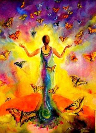 Mujer y Mariposas