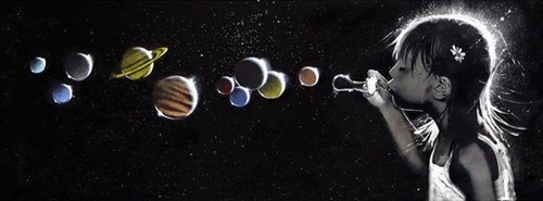 Burbujas planetas ni&ntilde;a